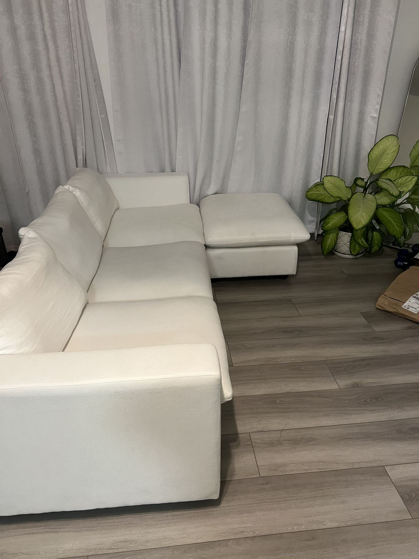 White 3 Seater Couch With Ottoman 