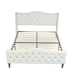 Homy Casa ALDA QUEEN BEIGE "86.6 x 65.7" Queen Bed Frame with Headboard