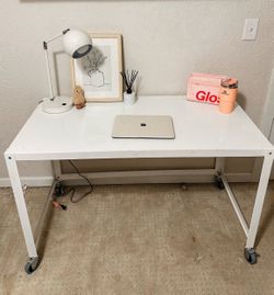 CB2 cart desk on wheels