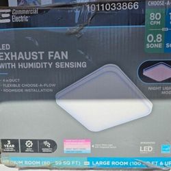 CE 80/110 CFM LED Exhaust Fan With Humidity Sensing Bath Fan