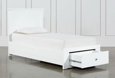 Larkin White Twin Wood Platform Bed With Storage used $69
