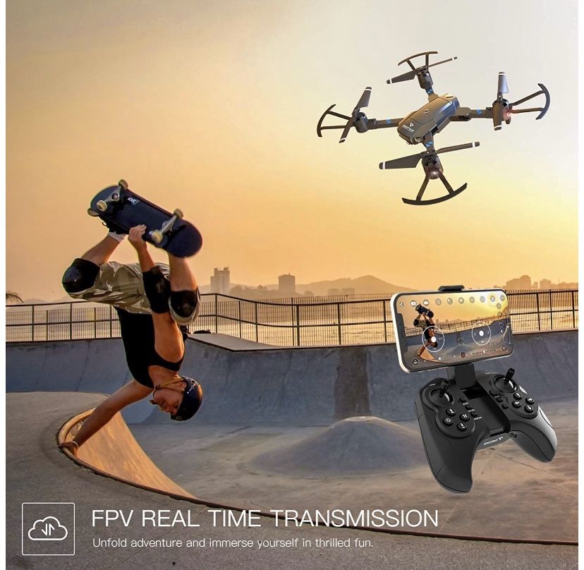 SNAPTAIN A15 Foldable FPV WiFi Drone w/Voice Control/120°Wide-Angle 720P HD Camera/Trajectory Flight/Altitude Hold/G-Sensor/3D Flips/Headless Mode/On