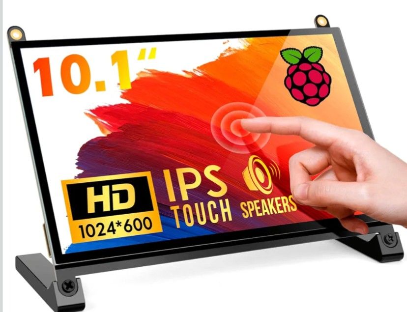 ROADOM Raspberry Pi Screen, 10.1’’ Touchscreen Monitor, IPS FHD 1024×600,Responsive and Smooth Touch,Dual Built-in Speakers,HDMI Input