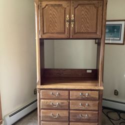 Thomasville Original Furniture Real Solid Oak Wood Entertainment Center 