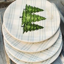 set of Vietri Lastra Holiday salad plates. 