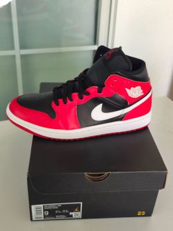 Air jordan 1 mid black/white-gym red size 9