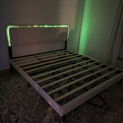 King size LED velvet bed frame 
