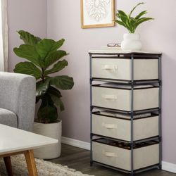 Juvale 4-Tier Tall Closet Dresser with Drawers  Clothes Organizer and Small Fabric Storage for Bedroom (Beige)