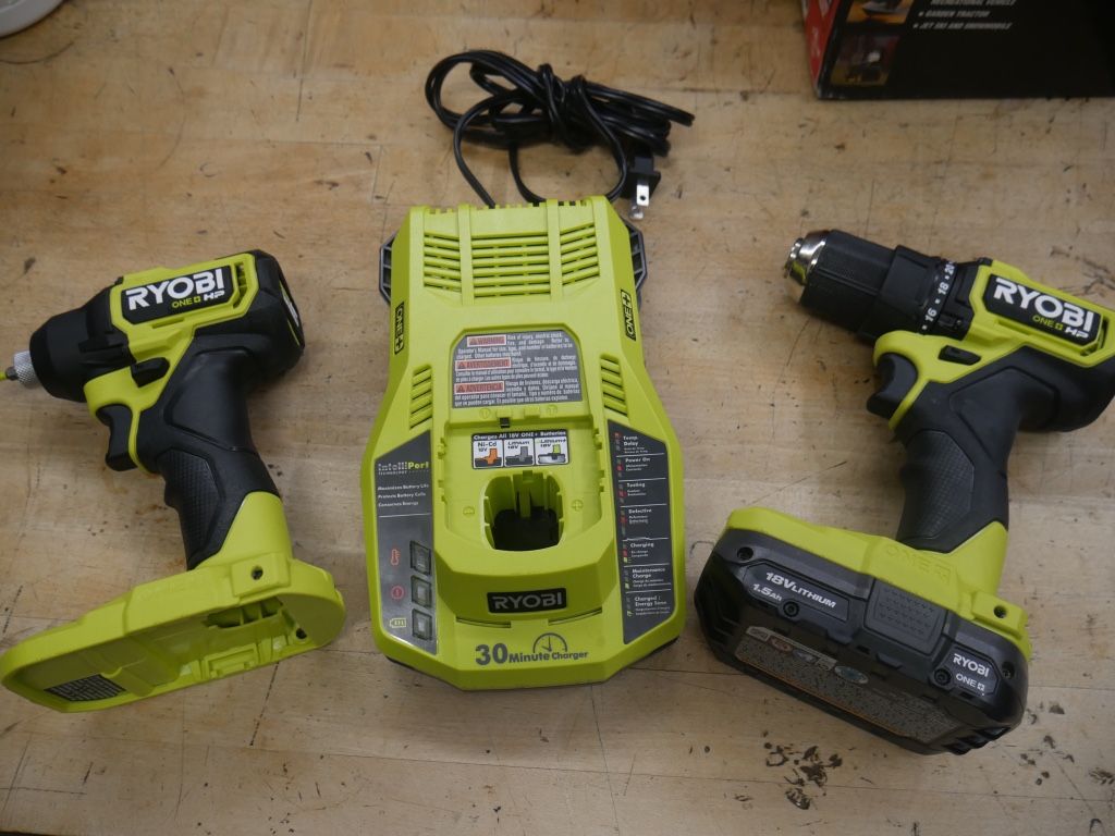 RYOBI DRILL AND IMPACT DRIVER W 1 BATTERY AND CHARGER PSBDD01CN USED TESTED 899918-1