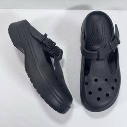 Crocs Black Classic Mary Jane Slip On Chunky Clogs Women Size 9