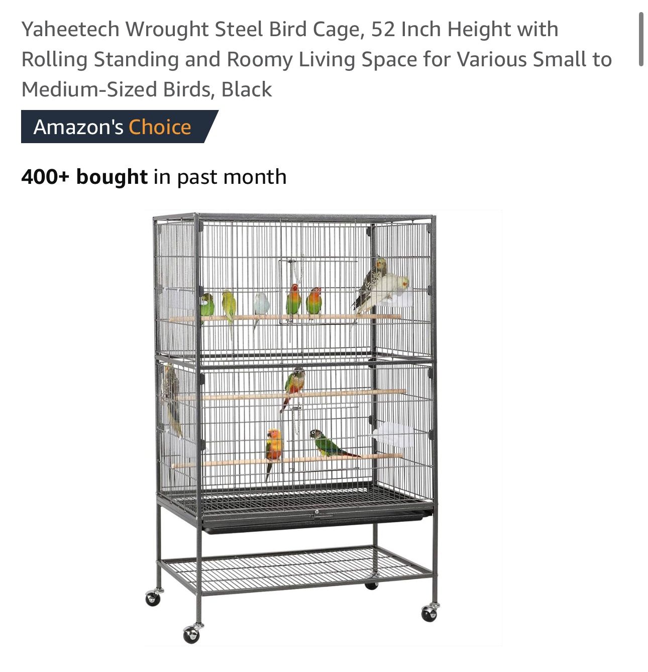 Wrought Steel Bird Cage, 52 Inch Height