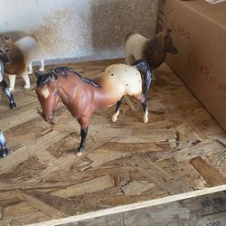$10 for all 4 Pcs, 2 Vintage Toy Horses & 2 Vintage Toy  Sheltie Dogs