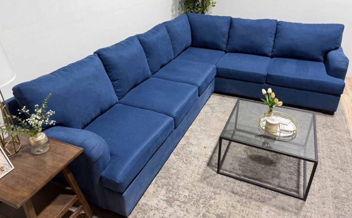 Large Royal Blue Sectional Couch Delivery available