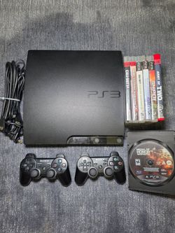 Sony PlayStation 3 PS3 Slim Console 160GB (3001A) With Cords, Games & 2 Controls