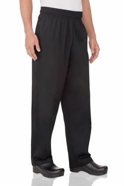 Black Elastic Waist Chef Pants