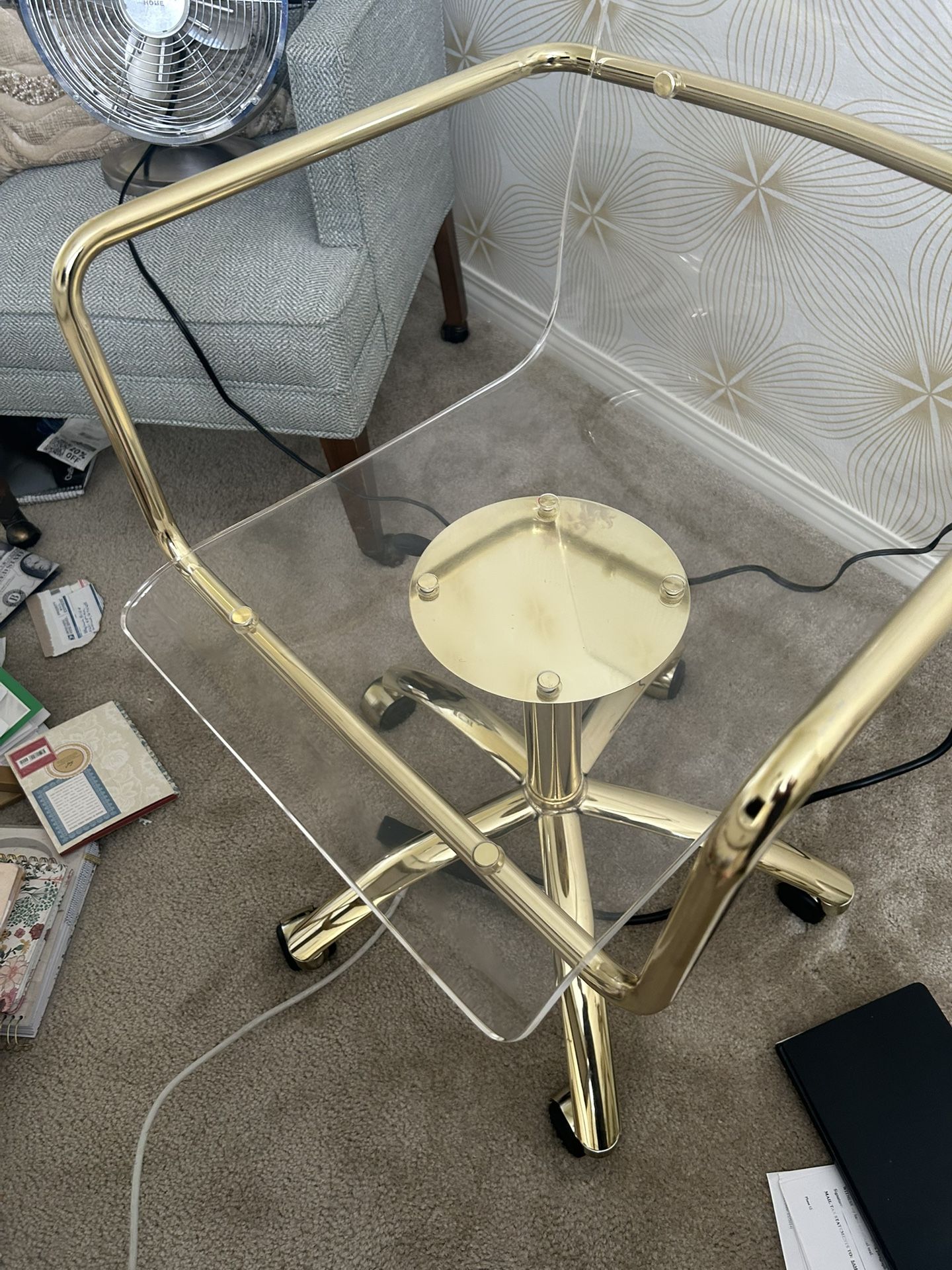 Acrylic And Gold Desk Chair Swivel