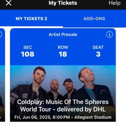 Cold play 06/06/25 tickets
