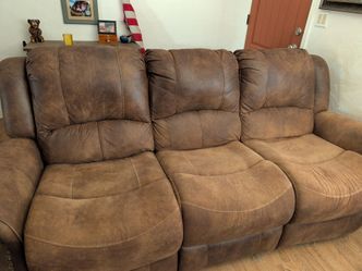 Brown Microfiber 3-Seat Reclining Sofa