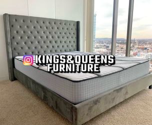 NEW QUEEN BED FRAME WITH MATTRESS