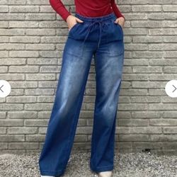 Women's Elegant Wide Leg Denim Jeans 