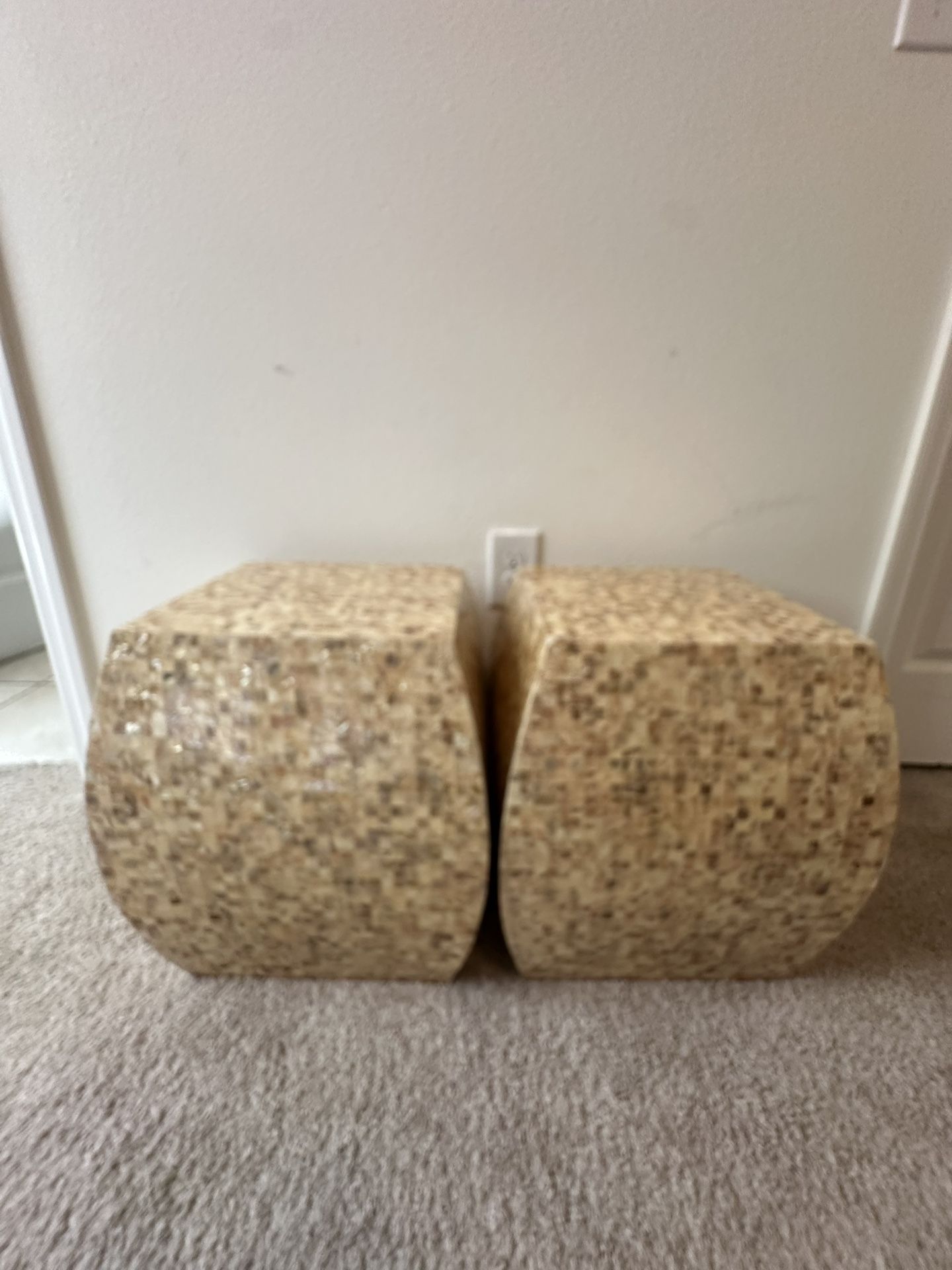 Mother Of Pearl Small Side/coffee Table Set Of 2