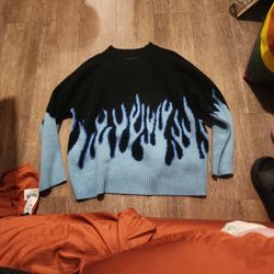 One Size Women's Blue Flame Sweater