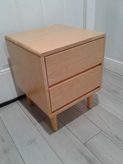 Light Wood 2-Drawer Bedside Table 16w x 16L x 20H Inches