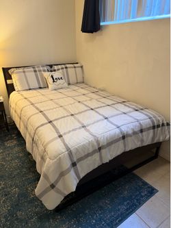 Full Bed Set + Mattress + Rug + Nightstand