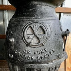 Antique Cast Iron US ARMY Cannon Heater No 18 Potbelly Stove