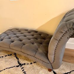 Tufted Oversized Chaise Lounge - Dark Grey Velvet