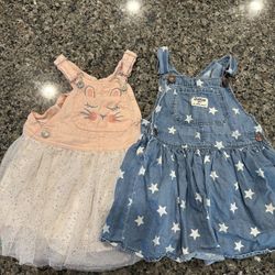 OshKosh B’gosh Toddler Girl Overall Dresses Size 3T 