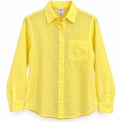 Gap Women Linen Button Down Shirt Yellow XS NWT
