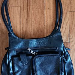 Black Leather Shoulder Bag 