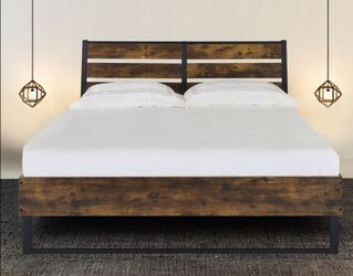 Brand New Rustic Oak & Black Eastern King Bed Frame