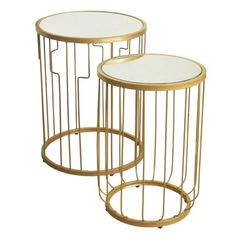 Set Of 2 End Table Mirror Top New 