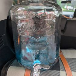 Yorkshire 2 Gallon Mason Jar Glass Beverage Dispenser With Metal Spigot Blue