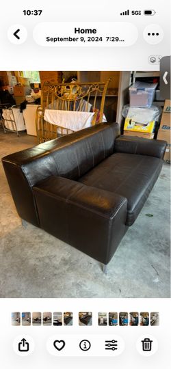 Dark Brown Leather Loveseat Sofa
