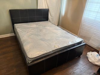 NEW BED FRAME QUEEN SIZE WITH MATTRESS AND BOX SPRING
