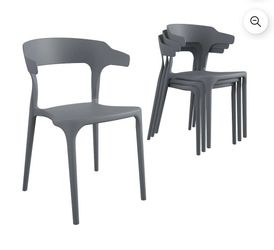New Inbox Set Of 4 Chairs Plastic Gray 