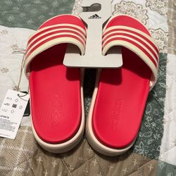 New Adidas Adilette Platform Women’s Slides 6 Vanilla Semi Lucid Red 
