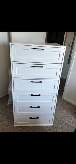 White 6-Drawer Tall Dresser Chest