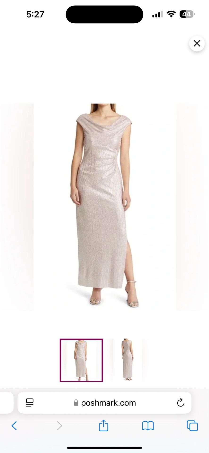Pale Blush Cowl Neck Evening Gown size: 4p