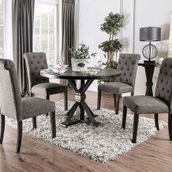 Brand New Rustic Antique Black Gray 5pc Dining Table Set