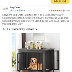 EasyCom Dog Crate Furniture for 1 or 2 Dogs, Heavy Duty Single/Double Dog Crates for Small/Medium/Large Dogs, Dog Kennel Furniture Indoor as TV Stand,