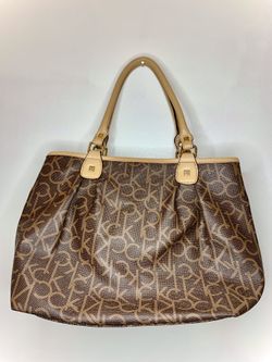 CALVIN KLEIN CK HANDBAG TOTE BROWN KHAKI CAMEL WITH TAG
