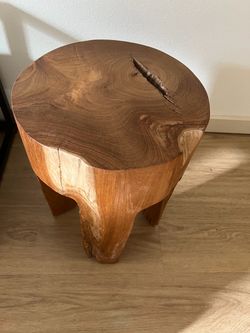 Wood Stool / Side Table – Solid Teak Root – 16” Tall
