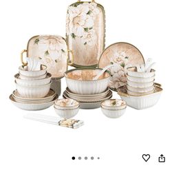 Porcelain China Set, Dinnerware Display Set 37 Pieces