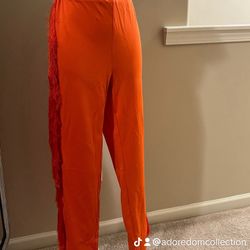 Orange Fringe Tassel Pants 