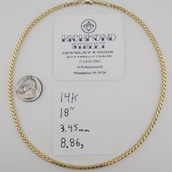 14k gold 18" wheat link chain