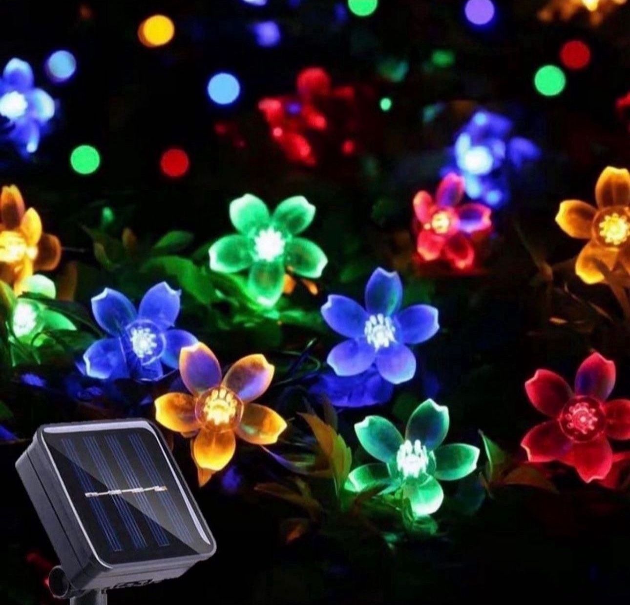 GIGALUMI 2 Pack Solar Flower Strings Lights, Solar Fairy Lights 23 Feet 50 LED Cherry Blossoms String Lights for Outdoor, Home, Lawn, Wedding, Patio,